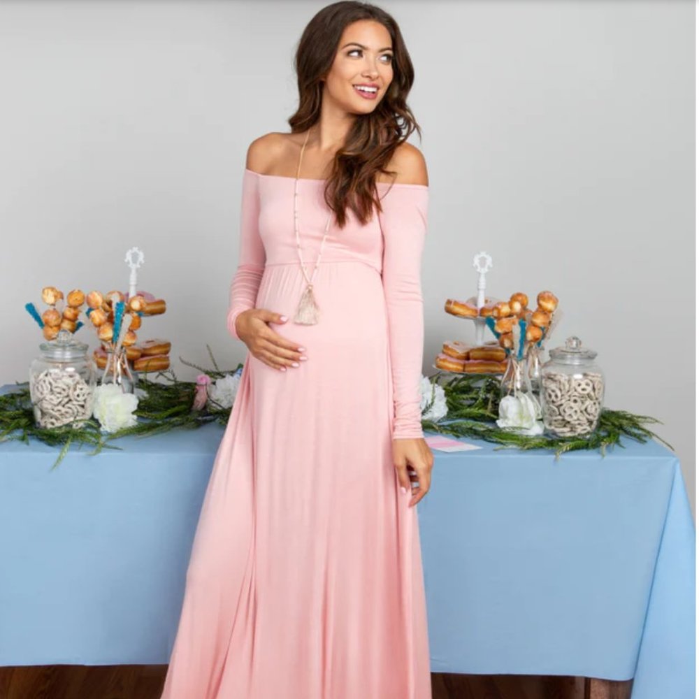 Pinkblush Off Shoulder Maternity Maxi Dress